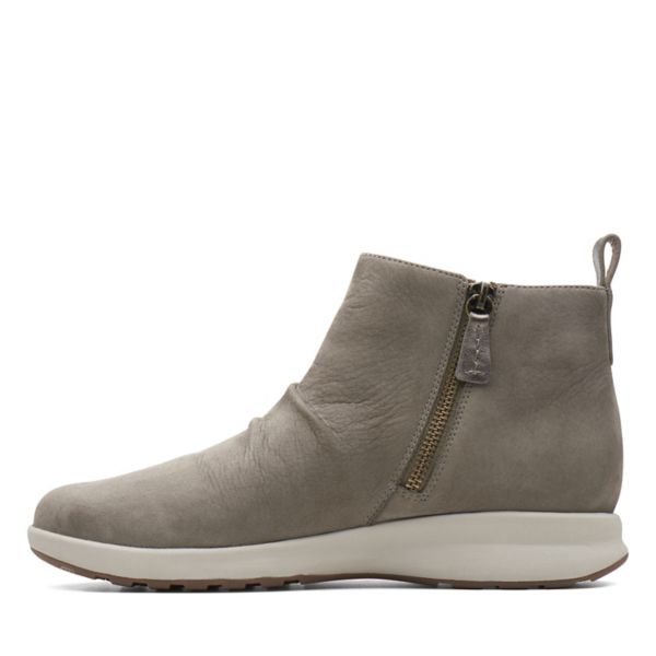 Clarks Womens Un Adorn Mid Ankle Boots Taupe Nubuck | UK-4108976